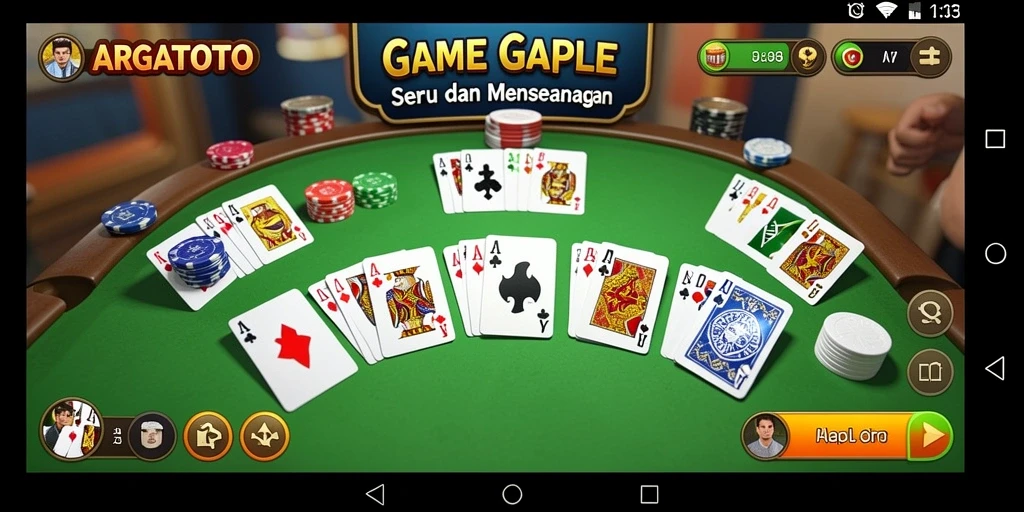 Tampilan gameplay seru dalam ARGATOTO dengan suasana bermain Gaple.