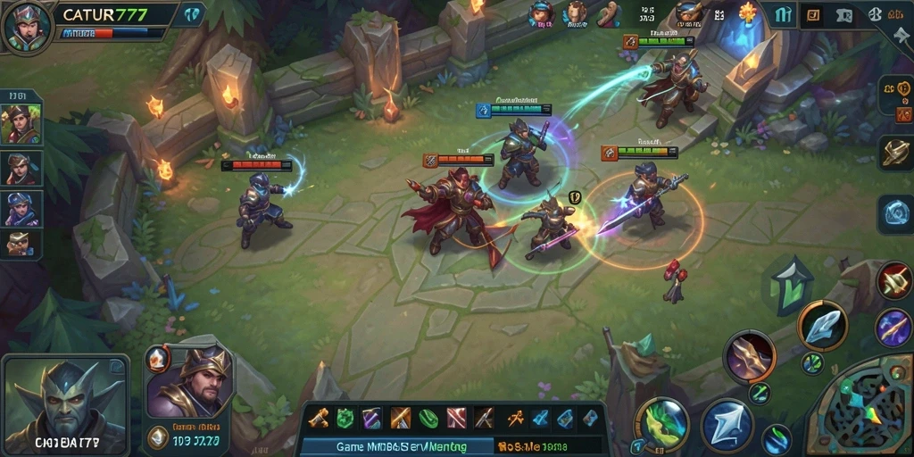 Tampilan menakjubkan dari gameplay MOBA CATUR777 yang seru.