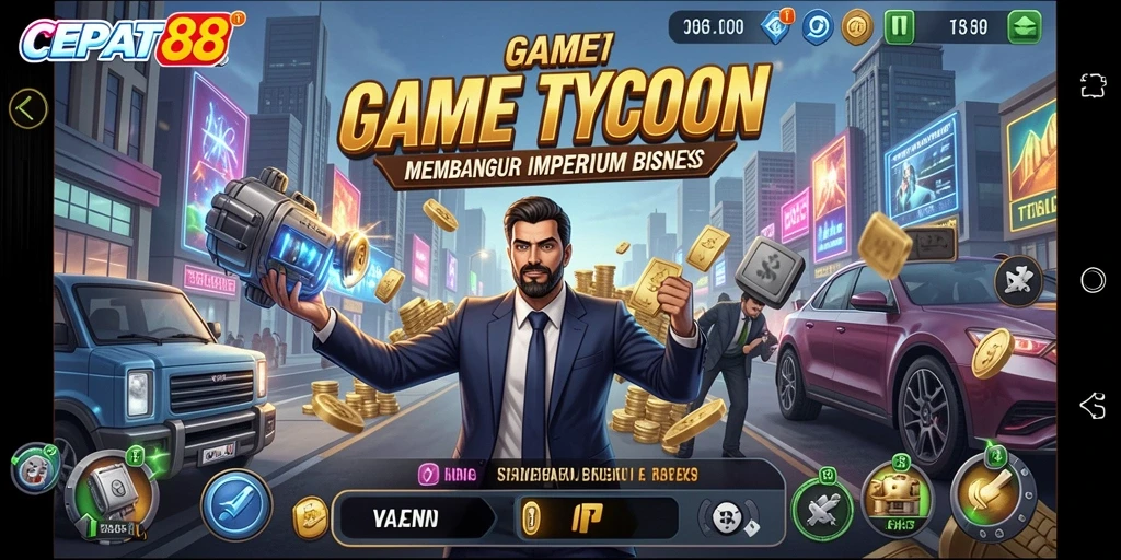 Tampilan gameplay seru saat membangun kerajaan bisnis di CEPAT88.
