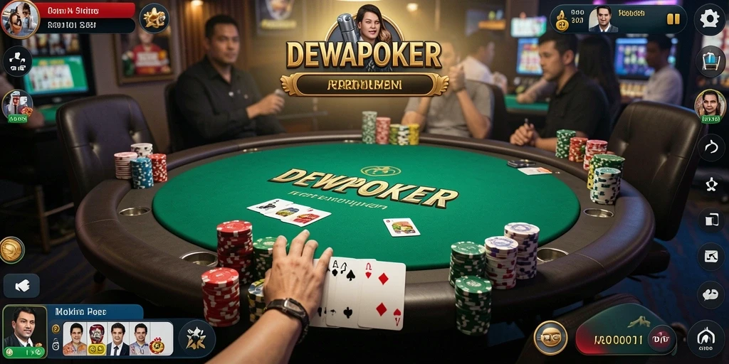 Gameplay mendalam dari DEWAPOKER dengan pemain poker di meja.