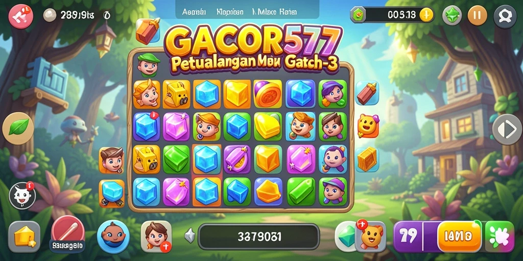 Tampilan gameplay GACOR577 yang penuh warna saat mencocokkan simbol.