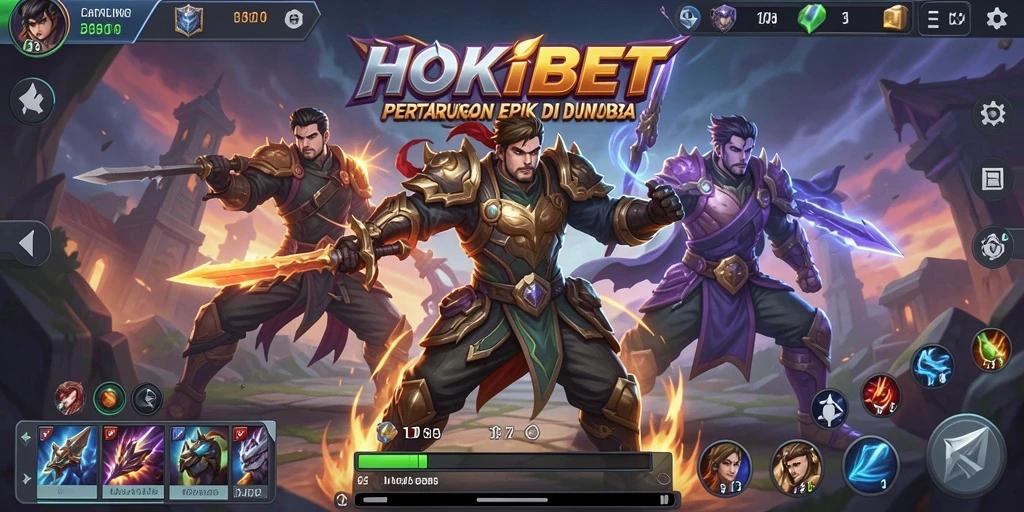 Tampilan gameplay seru dalam HOKIBET yang menampilkan pertempuran epik.