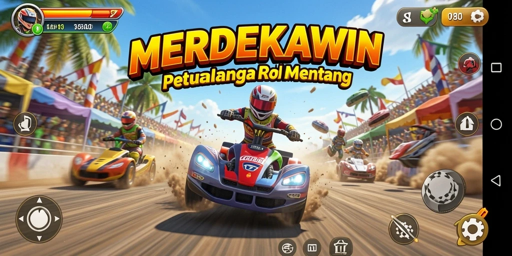 Tampilan gameplay seru dari balapan di MERDEKAWIN.