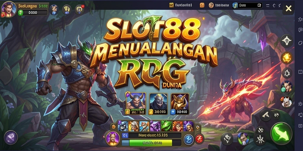 Tampilan menunjukkan karakter dalam pertarungan epik di dunia SLOT88.